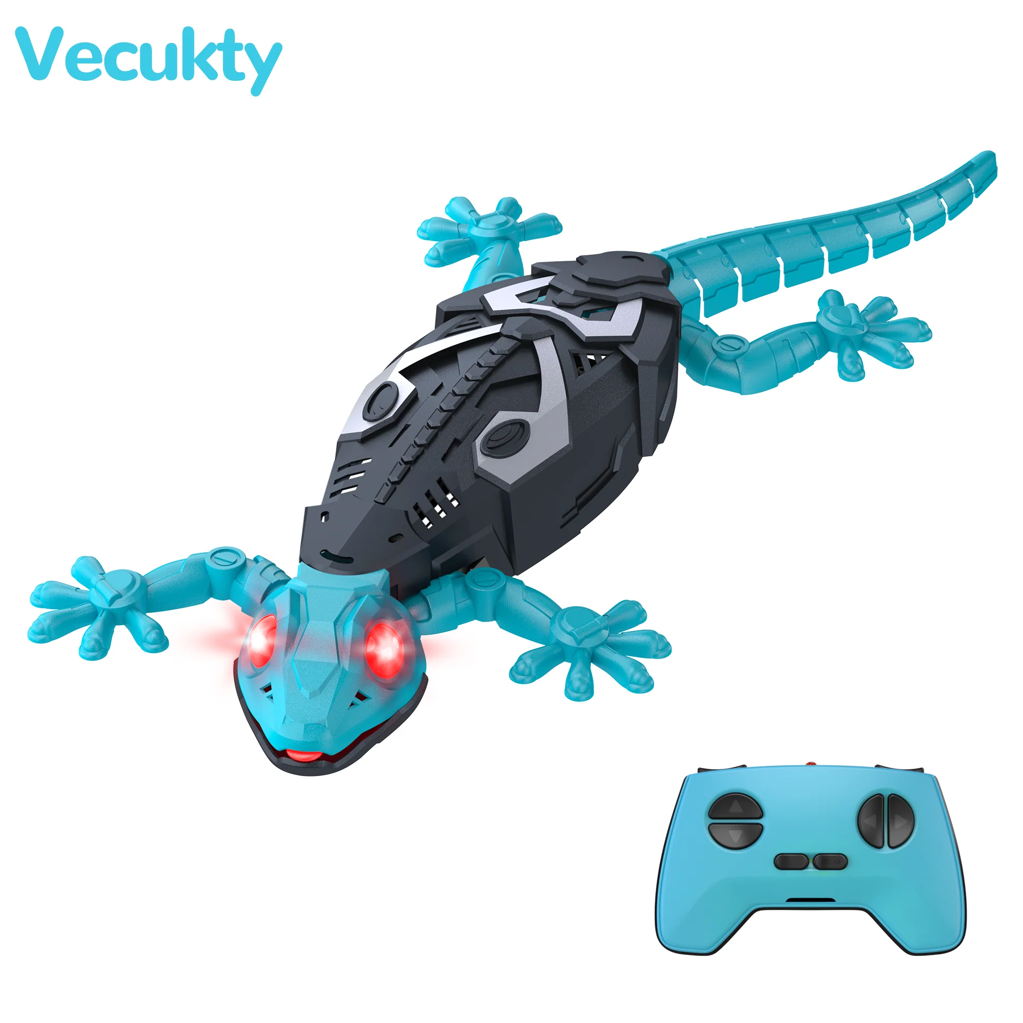 Convenient Vecukty Wall Crawler Gecko，Rechargeable Climbs Up Walls Remote Control Toys，2.4GHz RC Reptile with Swing Head Wagging Tail，RC Robot Toys for Boys Girls Ages 4 Up，Blue Selected
