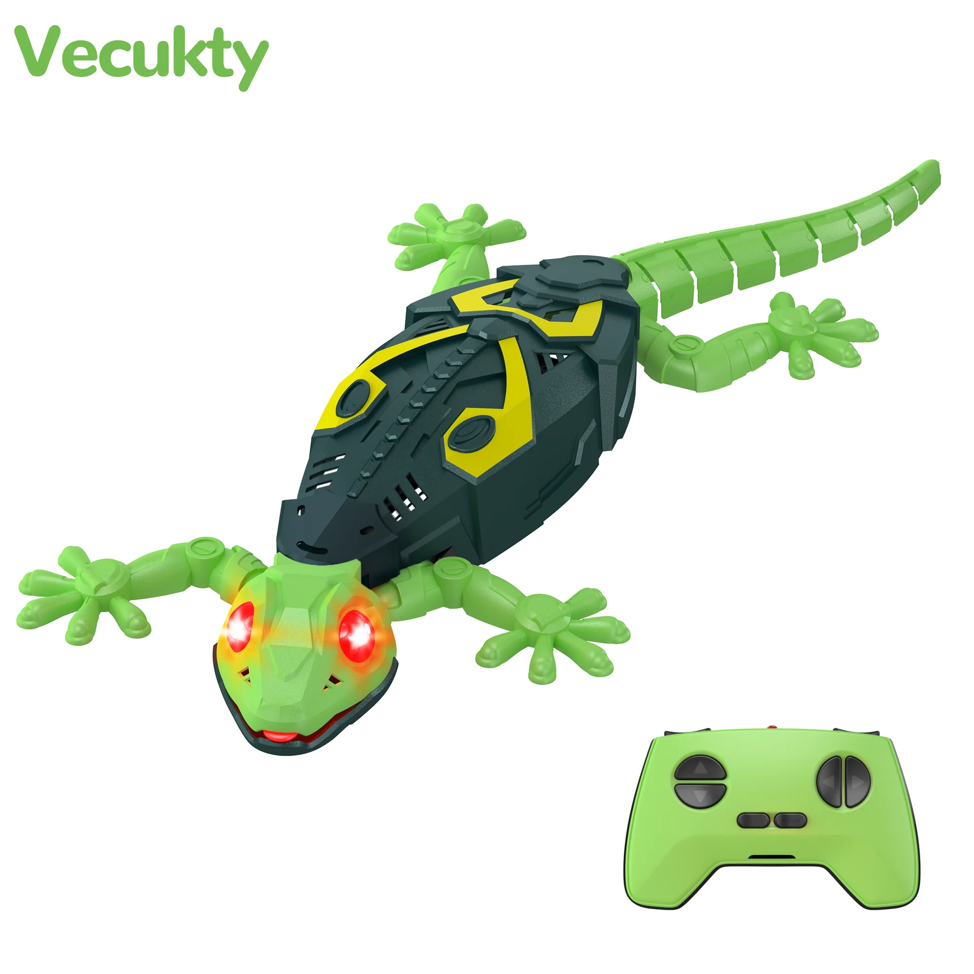 Solid Vecukty Wall Crawler Gecko，Rechargeable Climbs Up Walls Remote Control Toys，2.4GHz RC Reptile with Swing Head Wagging Tail，RC Robot Toys for Boys Girls Ages 4 Up，Green Carefully Designed