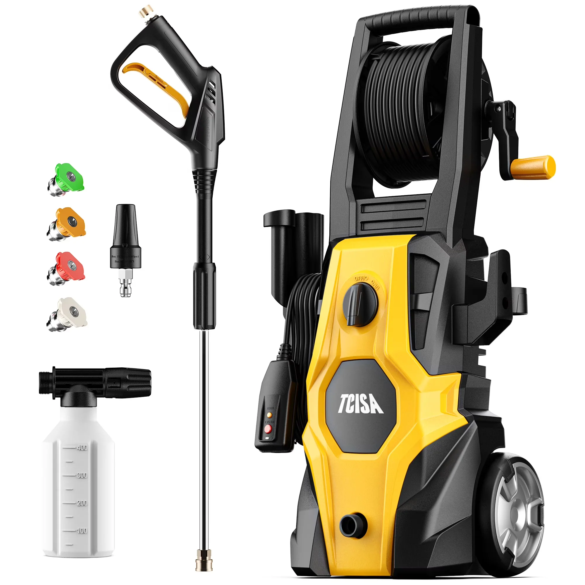 User-Friendly TCISA 3800 PSI Electric Pressure Washer Max 2.5 GPM Power Washer with 35FT Power Cord 20FT Hose 5 Nozzles Soap Cannon for Car Garden Yard Hom Advanced