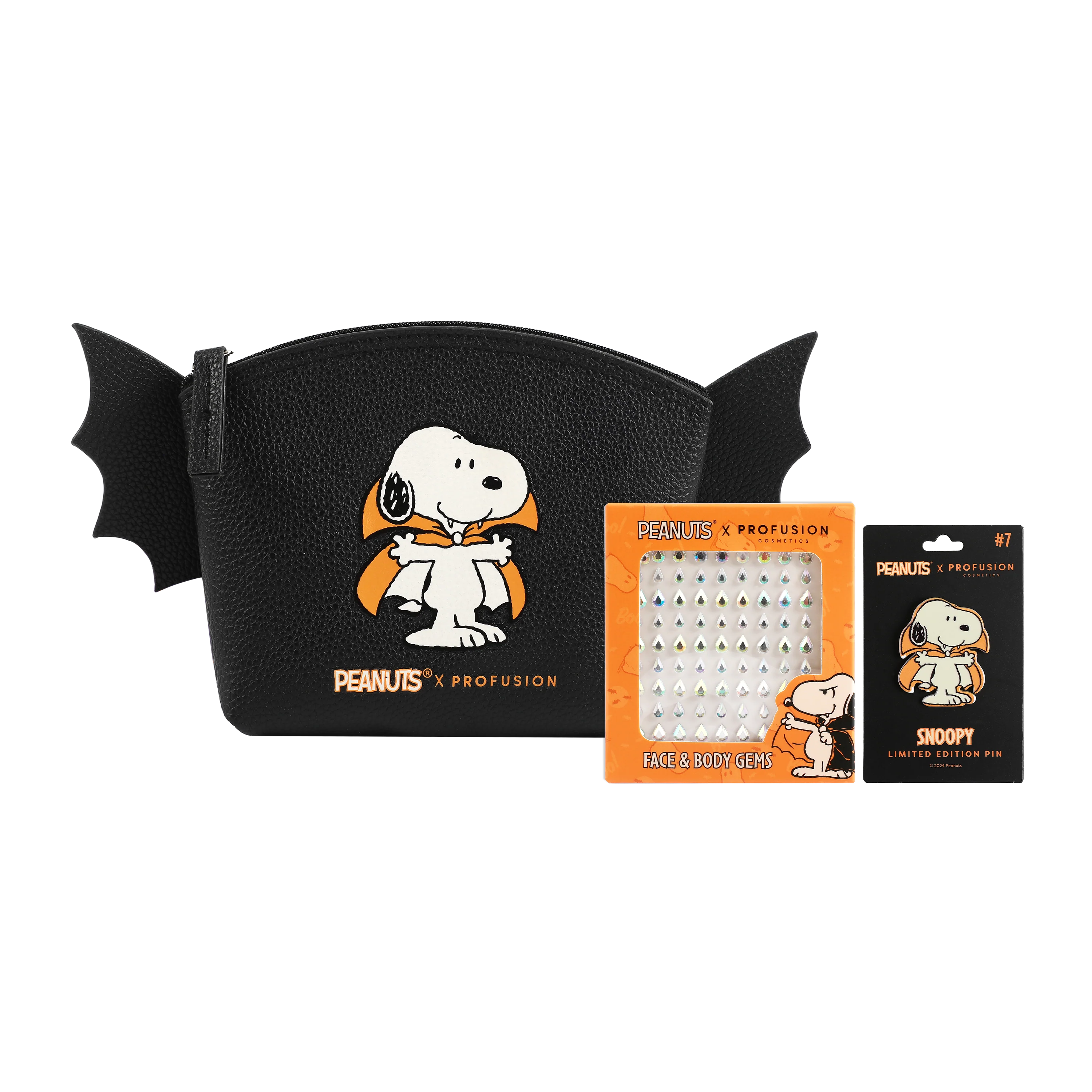 Artisan Peanuts Halloween Count Snoopy Cosmetic Bag Set with Gems Genuine
