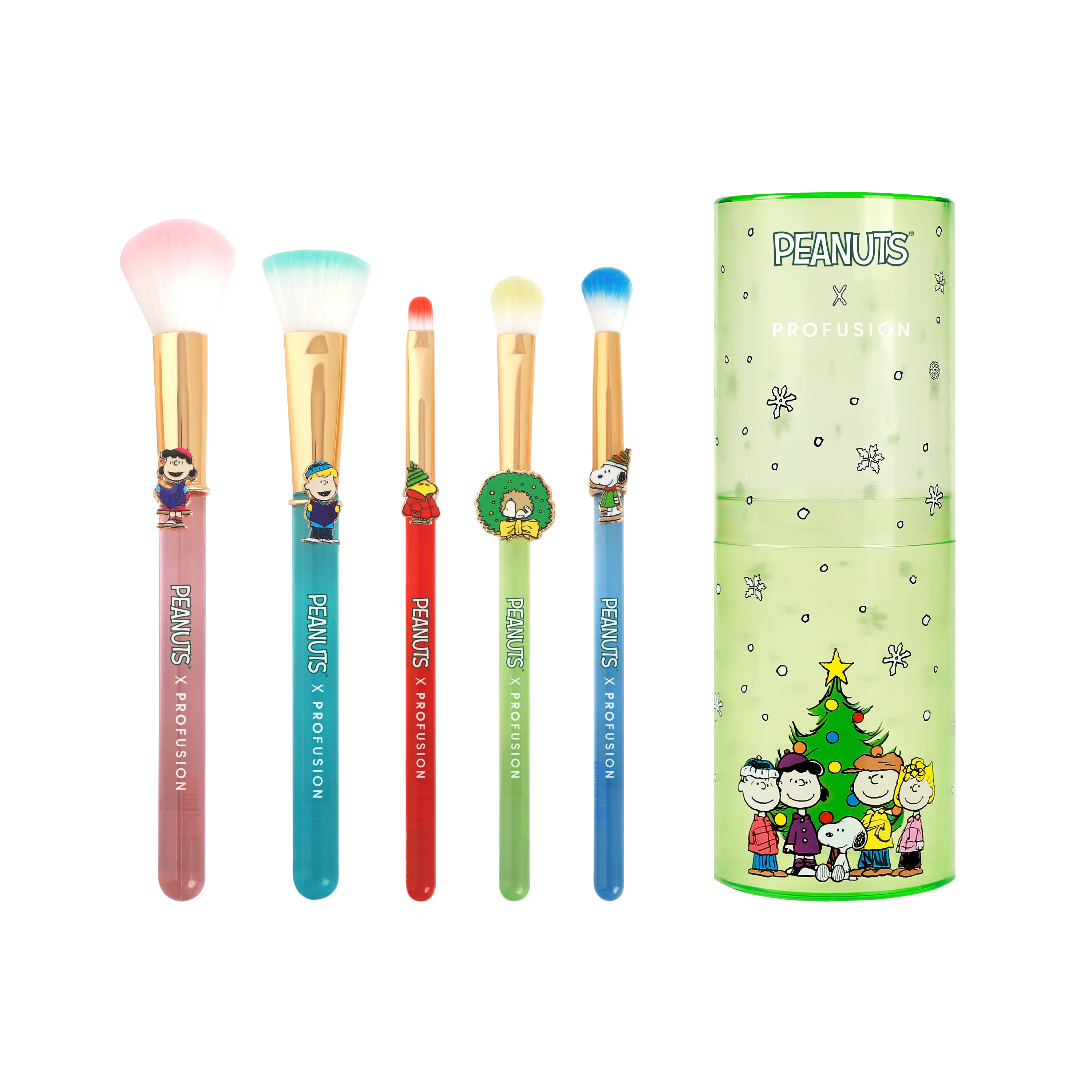 Versatile Peanuts Holiday Merry Bright Brush Set with Case Safe