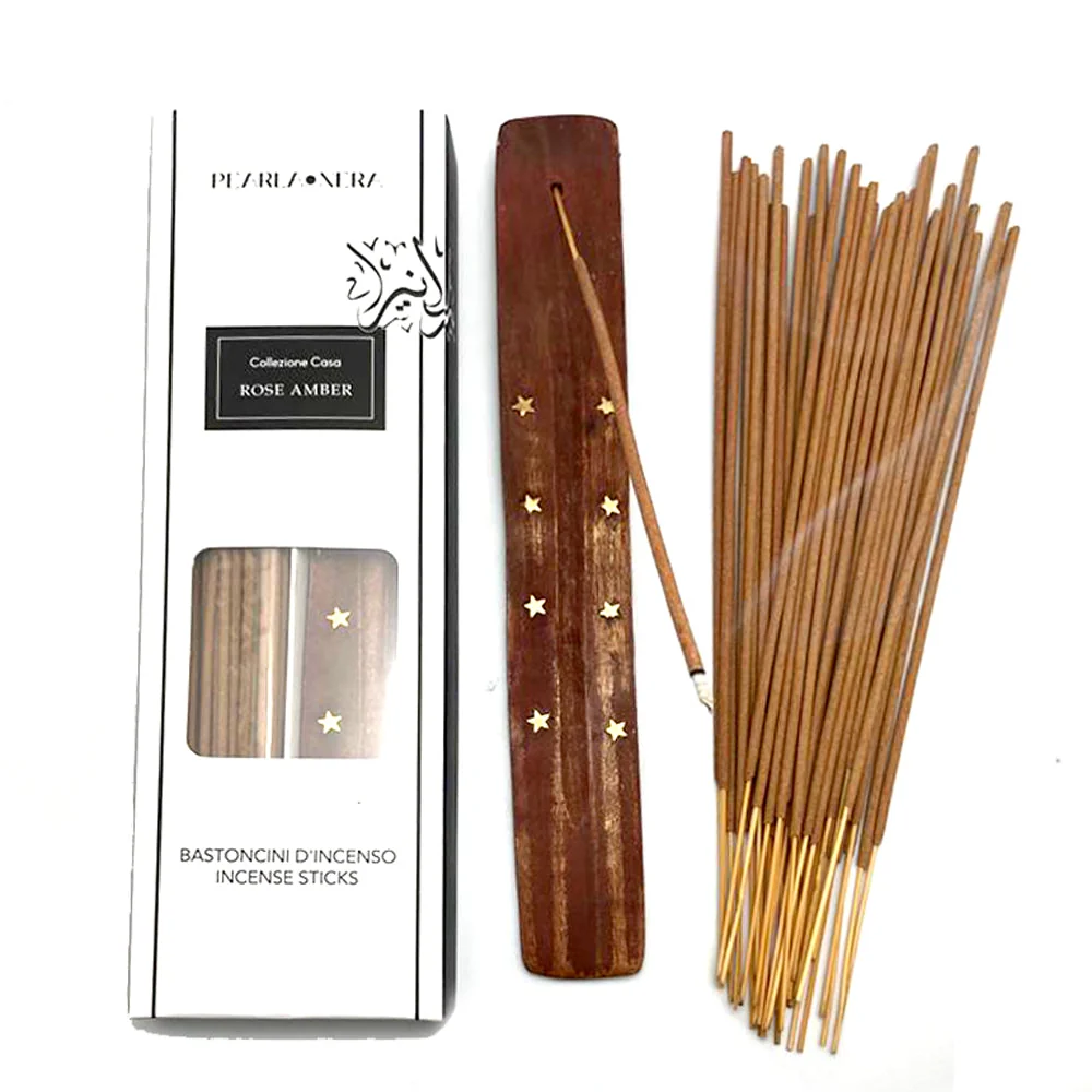 Safe Dark Wood Incense Sticks with Wooden Holder 40 x 10 Stylish