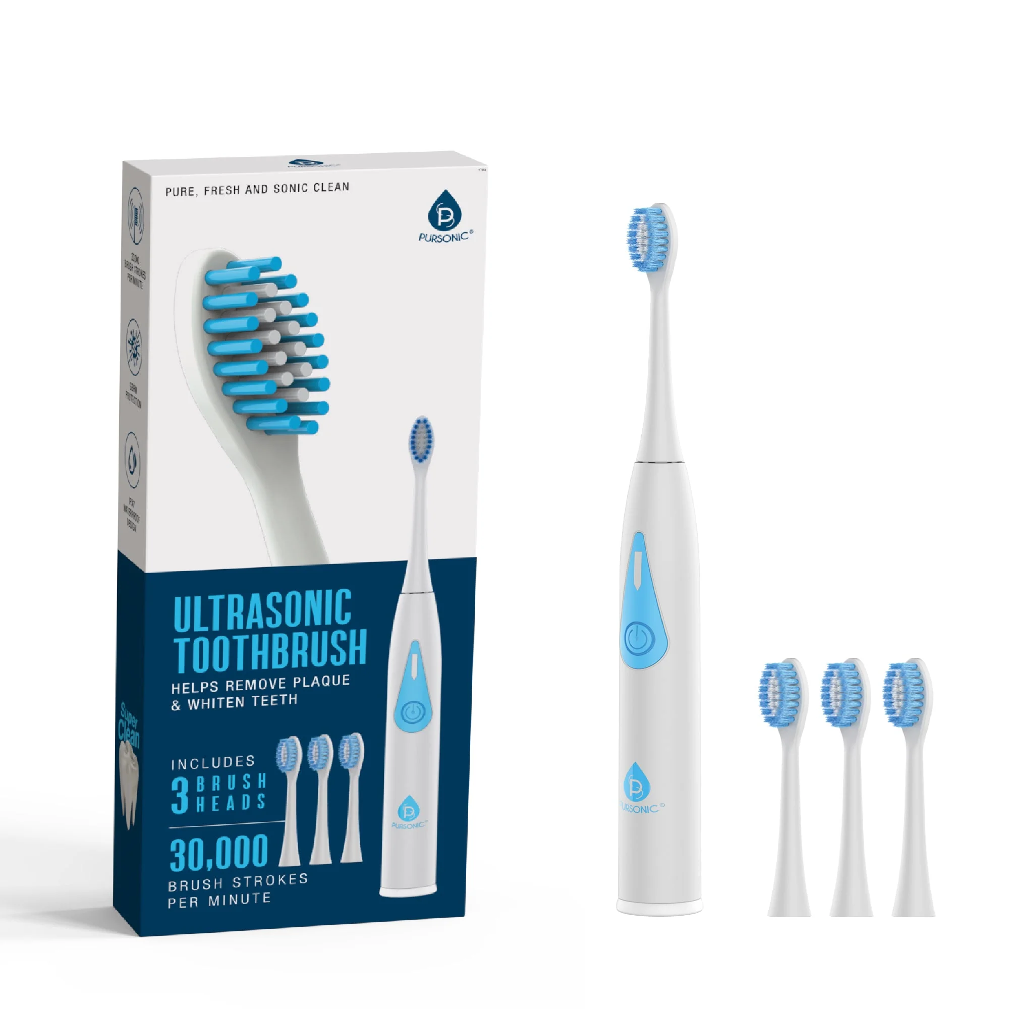 Enhanced Triple-Head Electric Toothbrush – 30 000 Strokes Per Minute Detailed