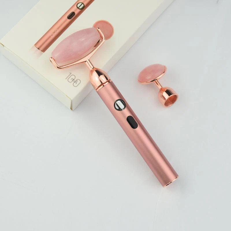 Carefully Designed ZAQ Sana Rose Quartz USB Rechargeable Vibrating Changeable Face Rollers - 3 Speed Proven