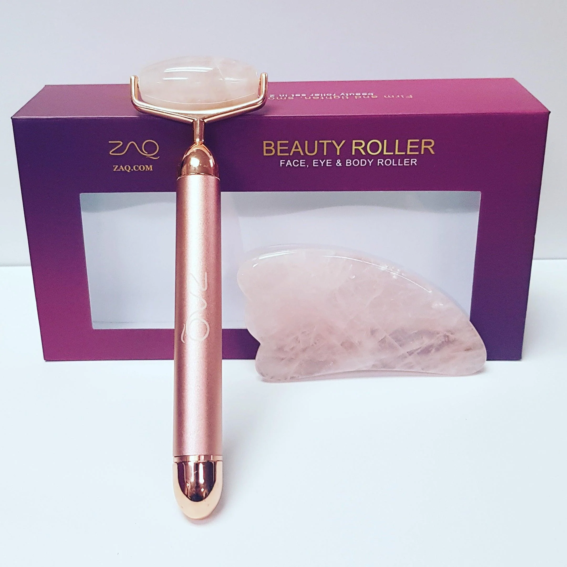 Casual Roll-On Rose Quartz W-Sonic Vibrating Face Roller Gus Sha Set Specialty