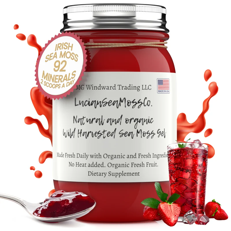 Responsible Fresh Organic Strawberry Mojito Infused Sea Moss Gel High-Grade