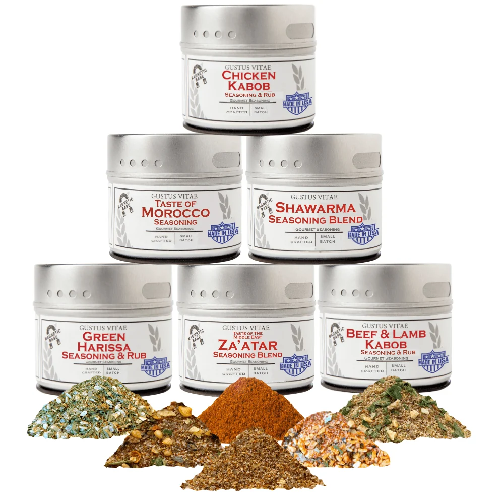 Effective Middle Eastern Seasoning Gift Set - Tastes of The Middle East - Artisanal Spice Blends Six Pack Minimalist