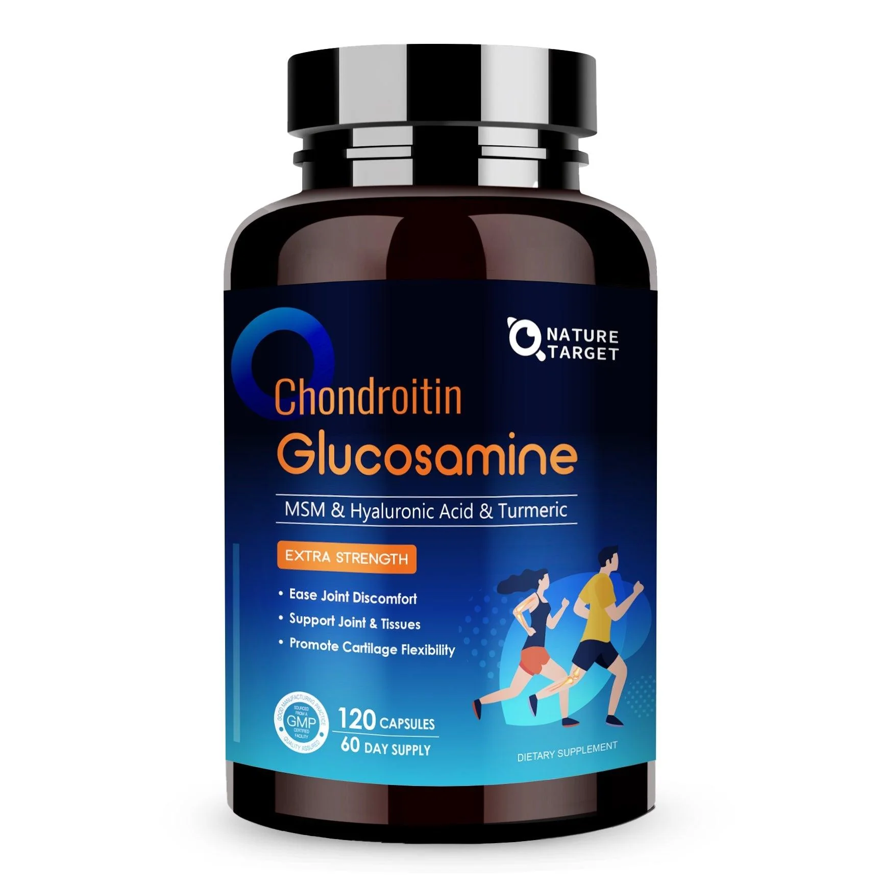 Eco-Friendly Glucosamine Sulfate 1500mg Chondroitin 460mg MSM 80mg Hyaluronic Acid 40mg Turmeric 95 Curcuminoids 40mg 120 Vcaps Convenient