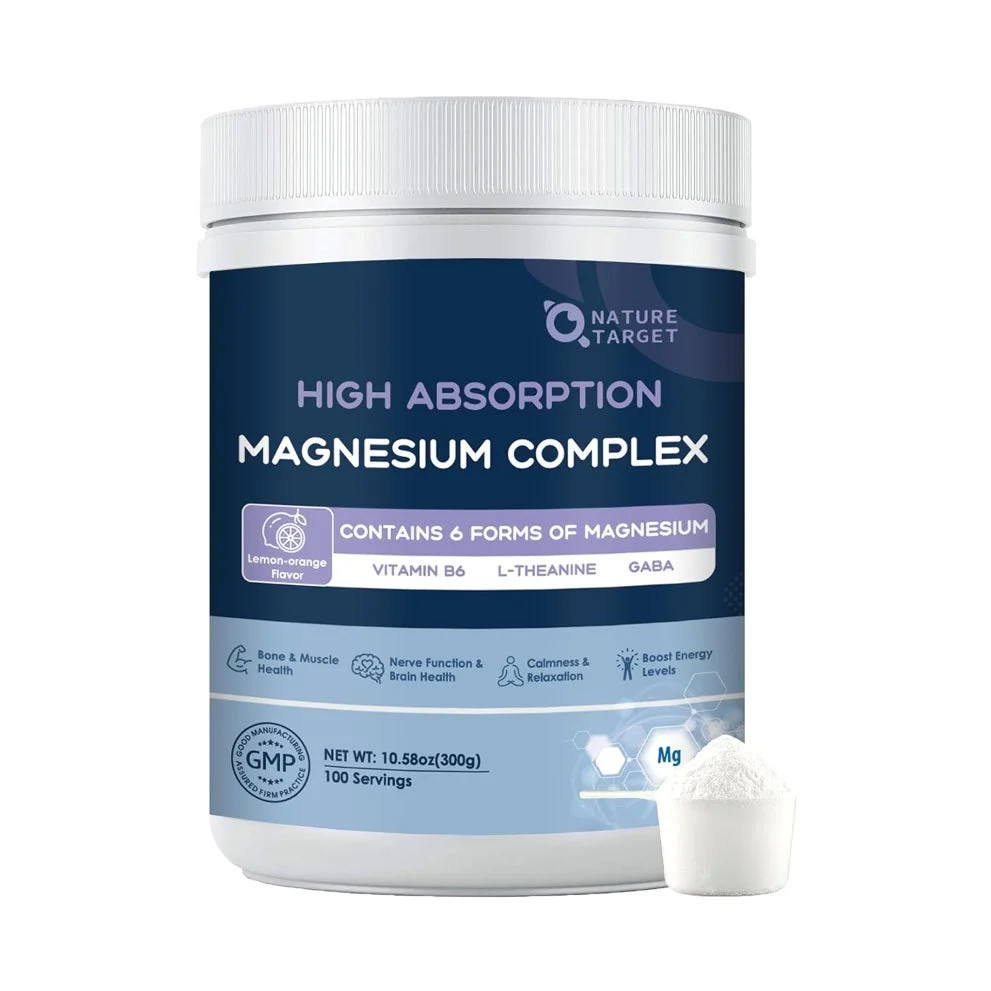 Efficient Magnesium Complex Powder 210mg 6 Forms with L-Theanine GABA B6 Lemon-Orange 100 Servings Traditional