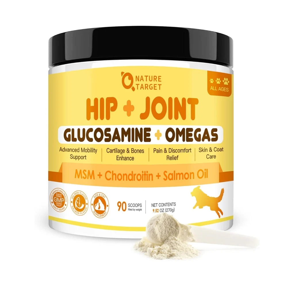 Superior Glucosamine HCl 600mg MSM 400mg Salmon Oil Green Lipped Mussel Hip Joint Powder Salmon Flavor 90 Scoops Efficient