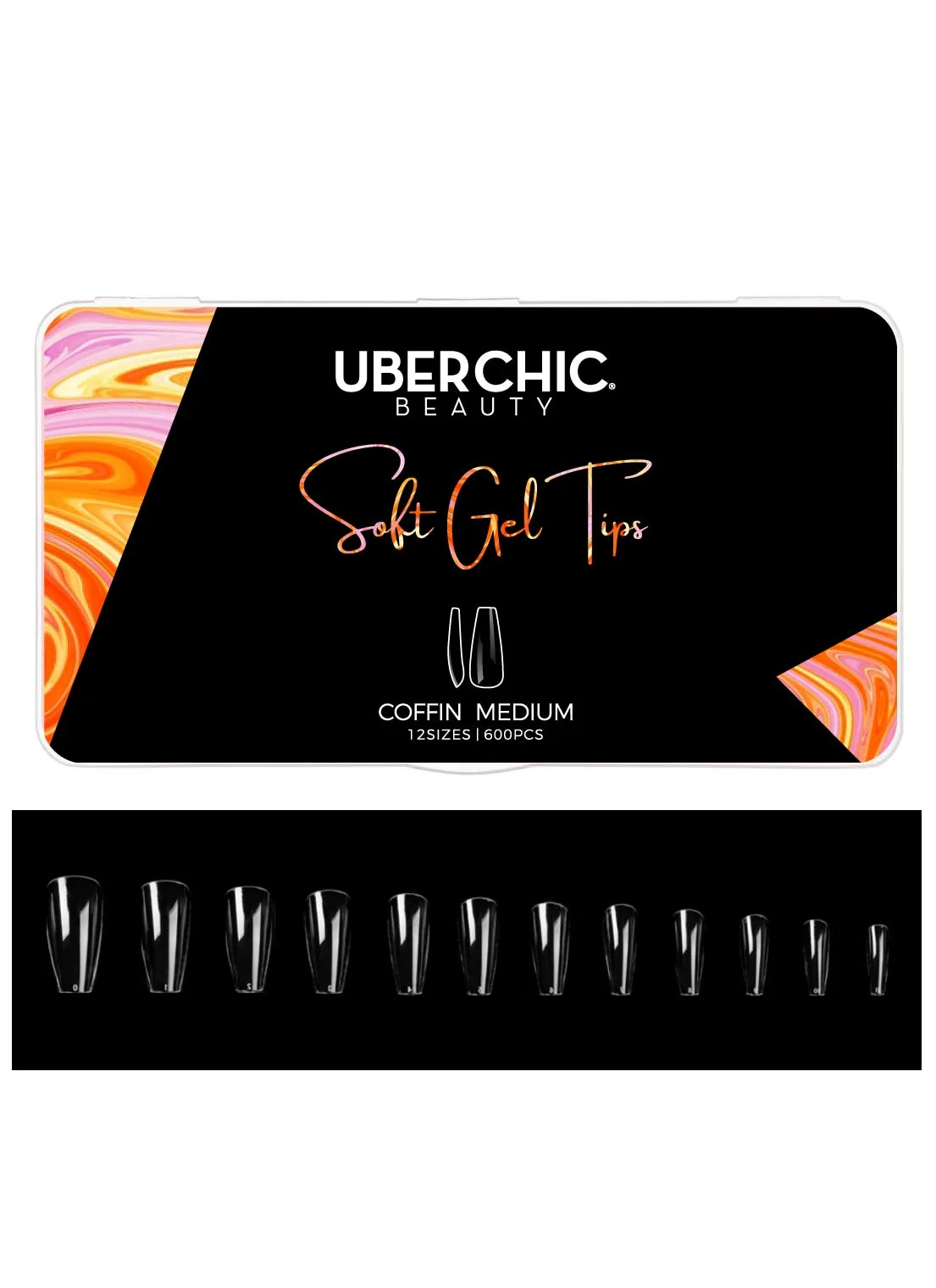Sophisticated 600 Soft Gel Tips Coffin - Medium Unique