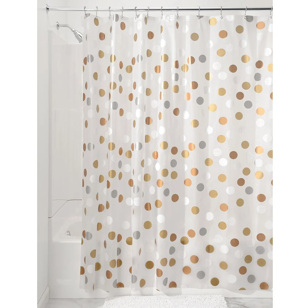 Relaxed iDesign Gilly Dot PEVA Shower Curtain - Metallic Sustainable