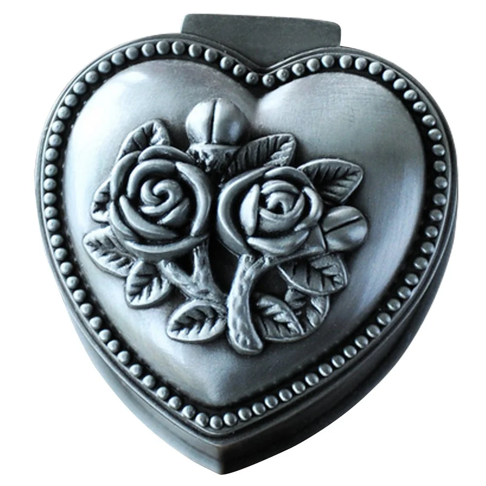 Durable Aimeio Vintage Jewelry Box Metal Treasure Box Antique Love Heart Shape Metal Jewelry Box Princess Jewelry Makeup Organizer Birthday Gift Love Heart Solid