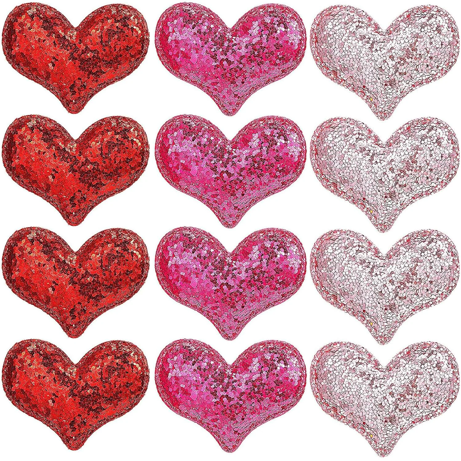 Reliable 24 Pieces Valentine's Day Heart Hair Clips Heart Glitter Sequin Heart Hairpins for Girls Birthday Party Wedding Themed Party Hair Accessories Reusable