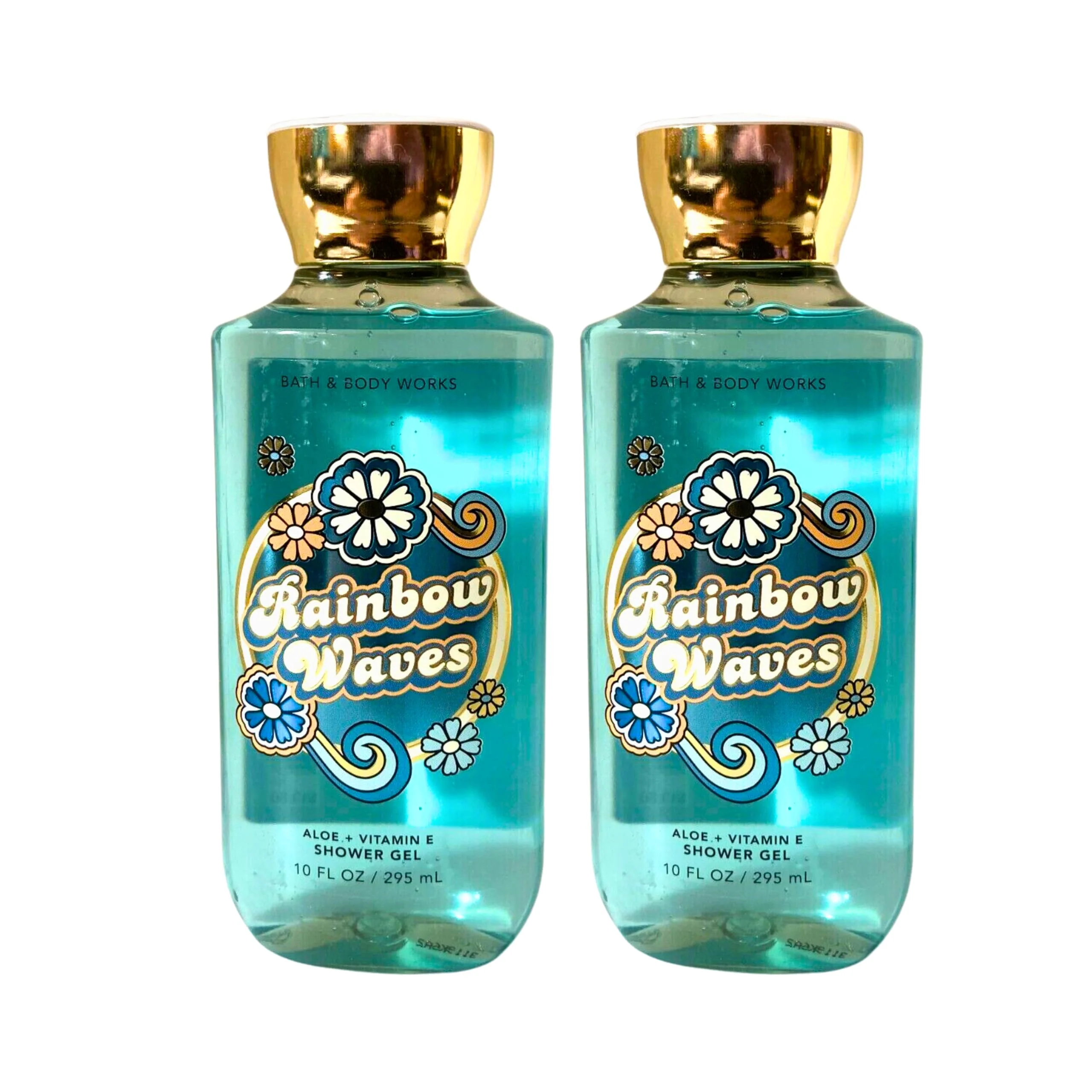 Classic Bath Body Works Shower Gel Gift Set of 2 10oz Each Rainbow Waves Sophisticated