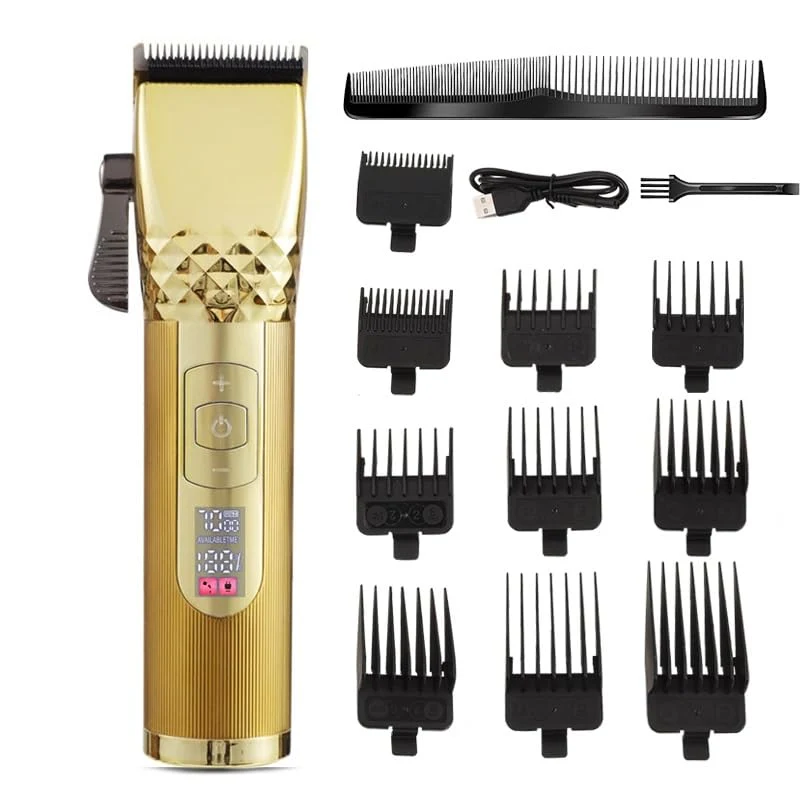 Flexible GLESVOWIO Pro Hair Clipper Professional Titanium Ceramic Blade Cordless Rechargeable Trimmer Barber Haircut Grooming Kit Gold Advanced